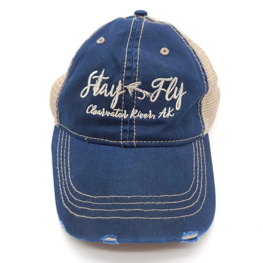 Stay Fly Clearwater River Alaska Snapback Mesh Hat Baseball Cap Fishing Outdoors